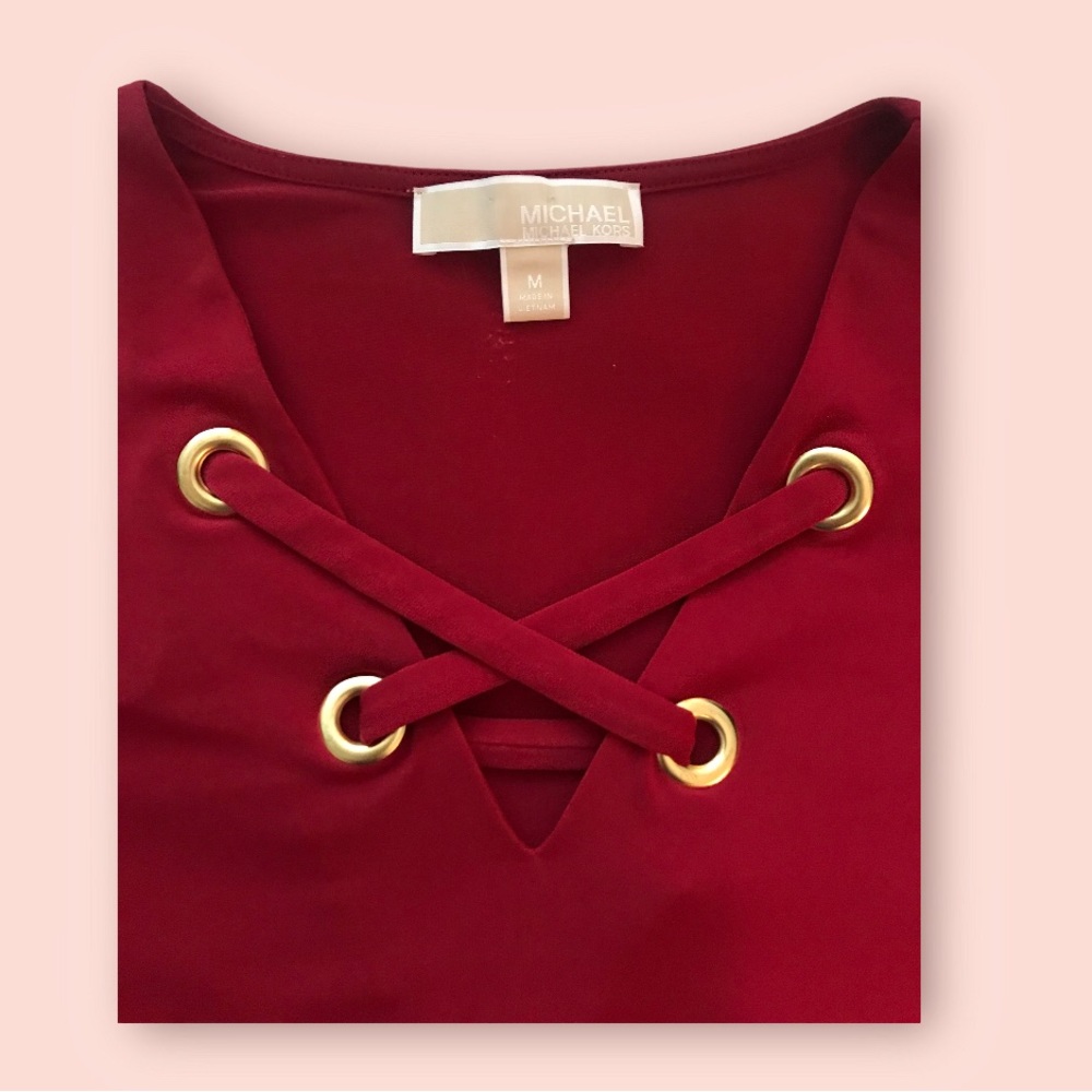 Michael Kors Red Top with Bell Sleeves